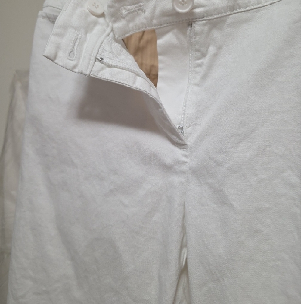 Talbots White Cropped Button Hem Pants - Picture 4 of 6